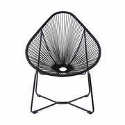 Acapulco Indoor Outdoor Steel Papasan Lounge Chair with Black Rope - Furniture City (CA)l