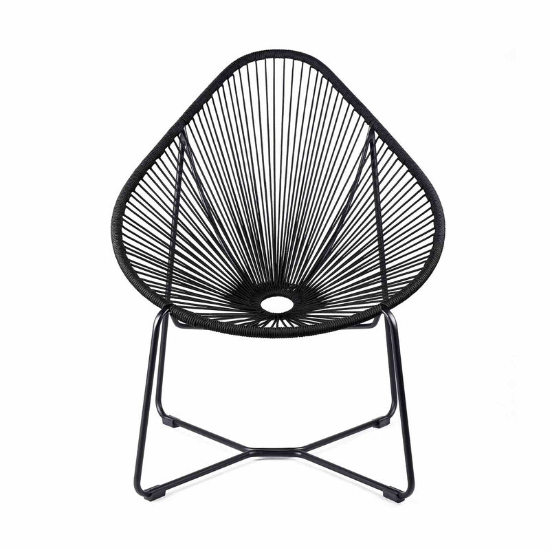 Acapulco Indoor Outdoor Steel Papasan Lounge Chair with Black Rope - Furniture City (CA)l