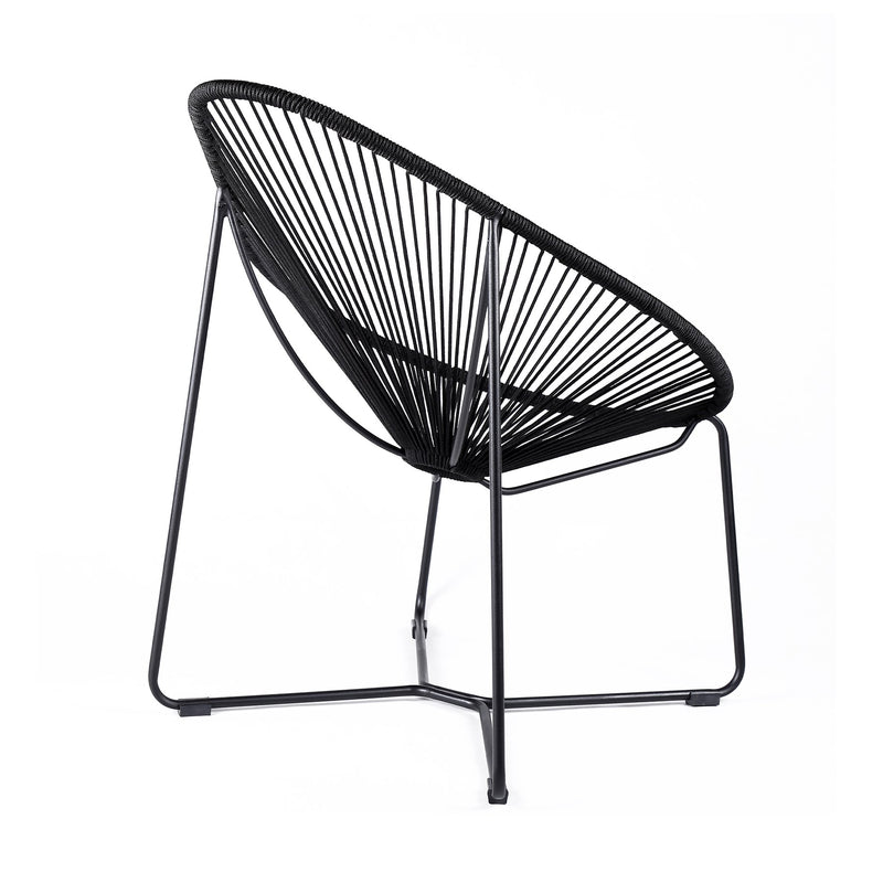 Acapulco Indoor Outdoor Steel Papasan Lounge Chair with Black Rope - Furniture City (CA)l