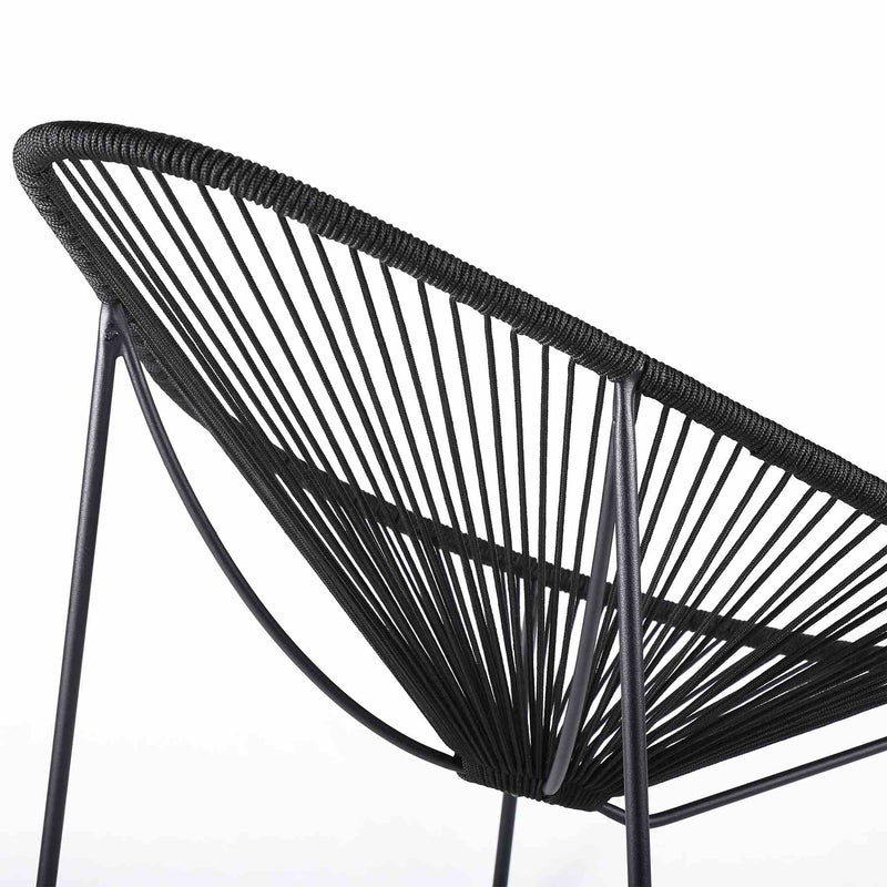 Acapulco Indoor Outdoor Steel Papasan Lounge Chair with Black Rope - Furniture City (CA)l