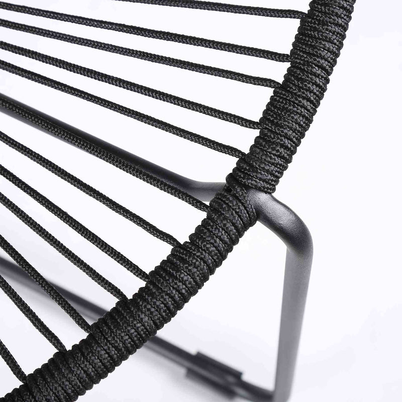 Acapulco Indoor Outdoor Steel Papasan Lounge Chair with Black Rope - Furniture City (CA)l