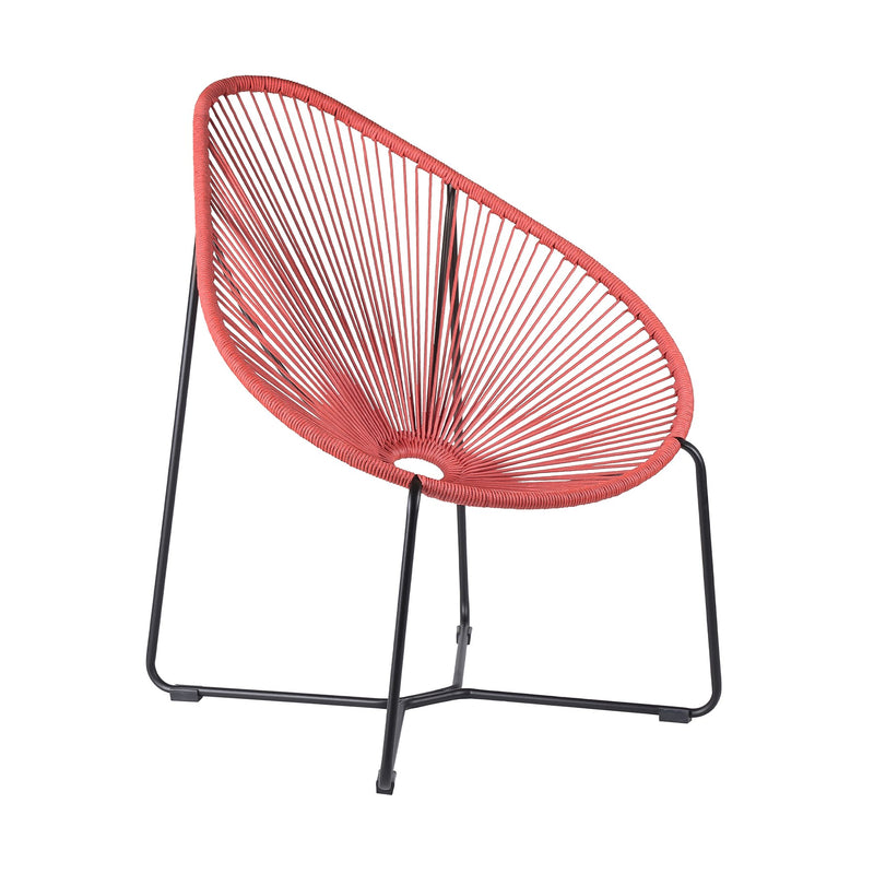 Acapulco Indoor Outdoor Steel Papasan Lounge Chair with Brick Red Rope - Furniture City (CA)l