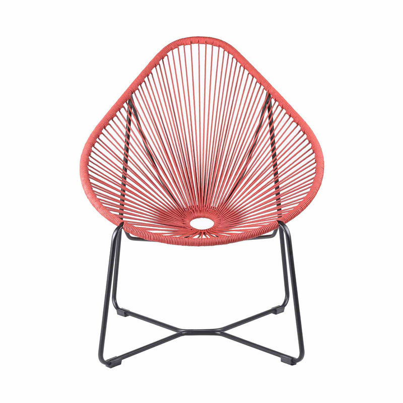 Acapulco Indoor Outdoor Steel Papasan Lounge Chair with Brick Red Rope - Furniture City (CA)l