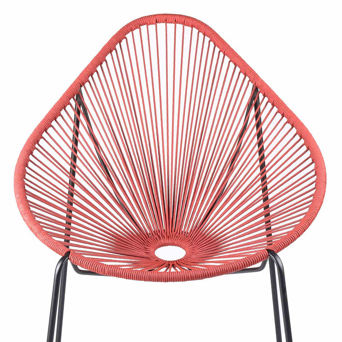 Acapulco Indoor Outdoor Steel Papasan Lounge Chair with Brick Red Rope