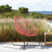 Acapulco Indoor Outdoor Steel Papasan Lounge Chair with Brick Red Rope - Furniture City (CA)l