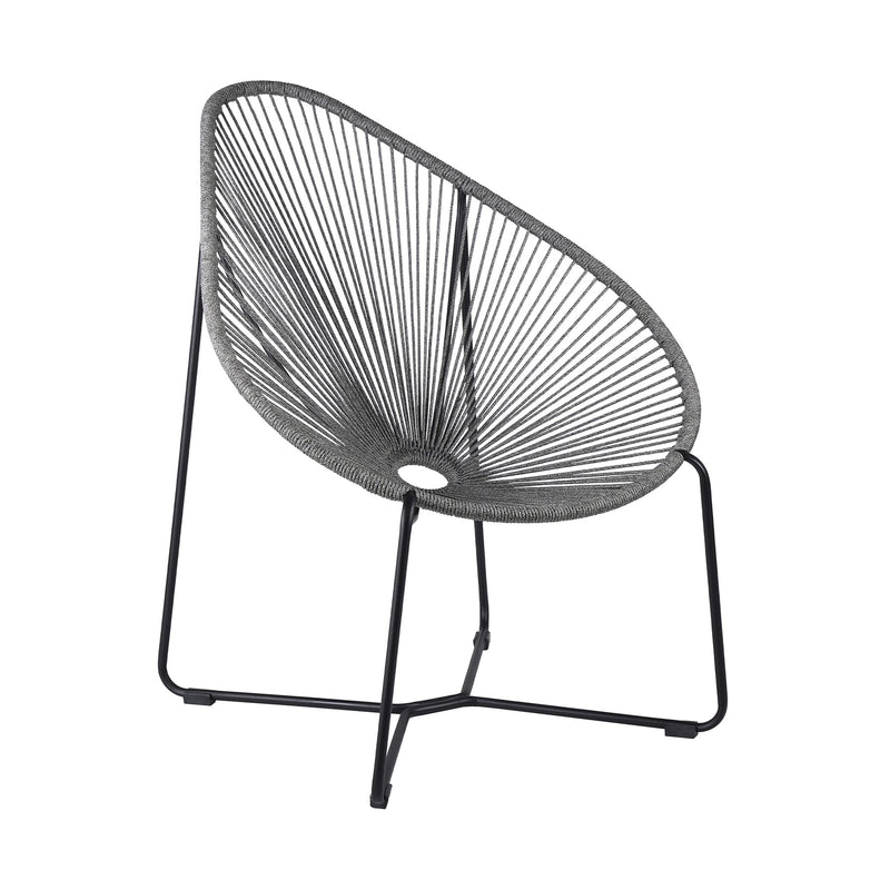 Acapulco Indoor Outdoor Steel Papasan Lounge Chair with Gray Rope - Furniture City (CA)l