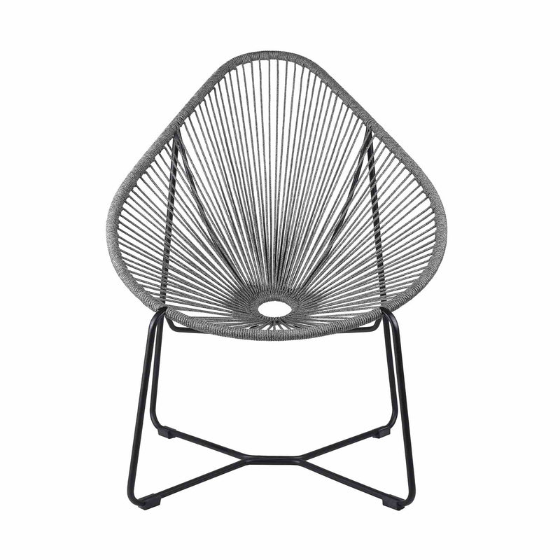 Acapulco Indoor Outdoor Steel Papasan Lounge Chair with Gray Rope - Furniture City (CA)l