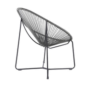 Acapulco Indoor Outdoor Steel Papasan Lounge Chair with Gray Rope - Furniture City (CA)l