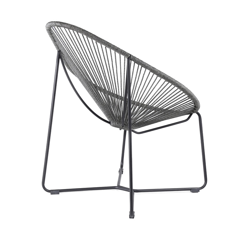Acapulco Indoor Outdoor Steel Papasan Lounge Chair with Gray Rope - Furniture City (CA)l