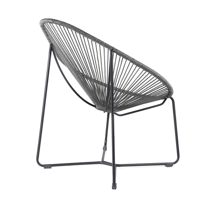 Acapulco Indoor Outdoor Steel Papasan Lounge Chair with Gray Rope