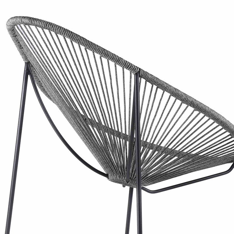 Acapulco Indoor Outdoor Steel Papasan Lounge Chair with Gray Rope - Furniture City (CA)l