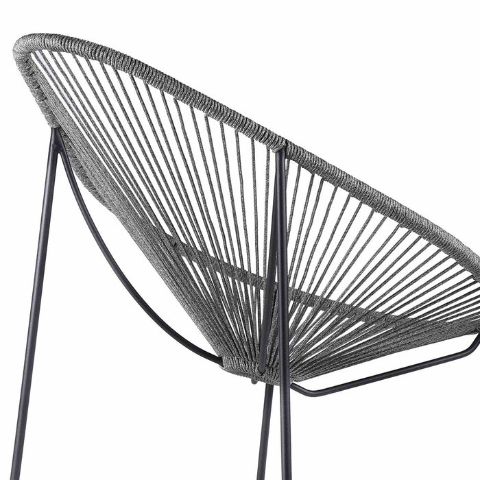 Acapulco Indoor Outdoor Steel Papasan Lounge Chair with Gray Rope