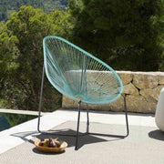Acapulco Indoor Outdoor Steel Papasan Lounge Chair with Wasabi Rope - Furniture City (CA)l