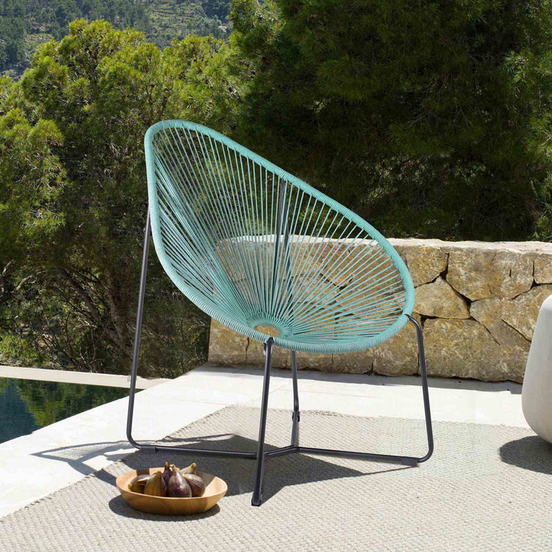 Acapulco Indoor Outdoor Steel Papasan Lounge Chair with Wasabi Rope - Furniture City (CA)l