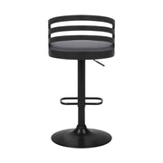 Adele Adjustable Height Swivel Gray Faux Leather and Black Wood Bar Stool with Black Base - Furniture City (CA)l