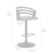 Adele Adjustable Height Swivel Gray Faux Leather and Black Wood Bar Stool with Black Base - Furniture City (CA)l