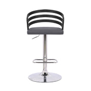 Adele Adjustable Height Swivel Gray Faux Leather and Black Wood Bar Stool with Chrome Base - Furniture City (CA)l