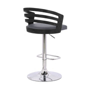 Adele Adjustable Height Swivel Gray Faux Leather and Black Wood Bar Stool with Chrome Base - Furniture City (CA)l