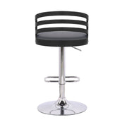 Adele Adjustable Height Swivel Gray Faux Leather and Black Wood Bar Stool with Chrome Base - Furniture City (CA)l