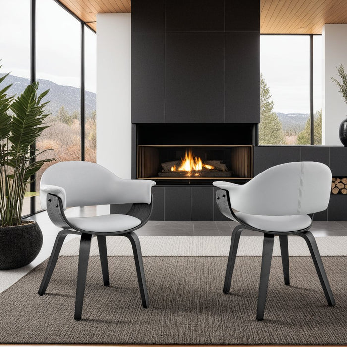 Adalyn Gray Faux Leather and Black Wood Dining Room Accent Chair