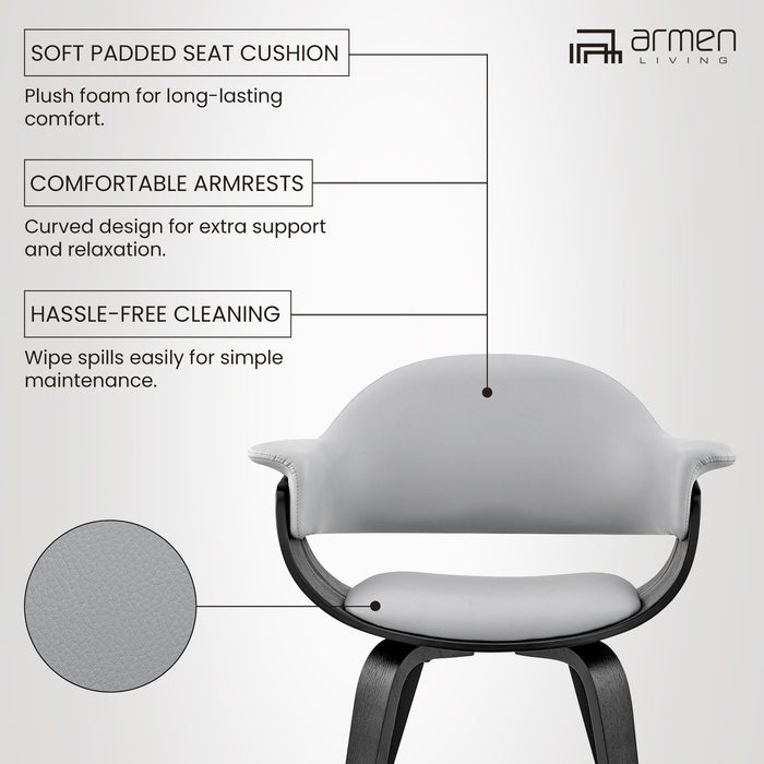 Adalyn Gray Faux Leather and Black Wood Dining Room Accent Chair