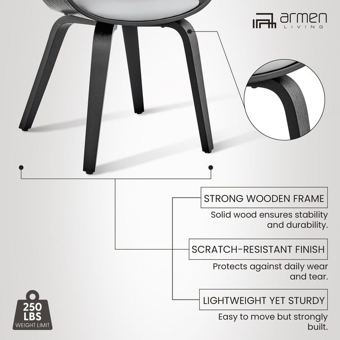 Adalyn Gray Faux Leather and Black Wood Dining Room Accent Chair