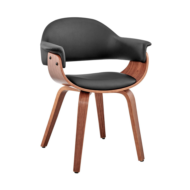 Adalyn Black Faux Leather and Walnut Wood Dining Room Accent Chair - Furniture City (CA)l