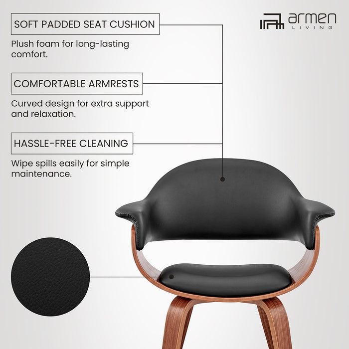 Adalyn Black Faux Leather and Walnut Wood Dining Room Accent Chair