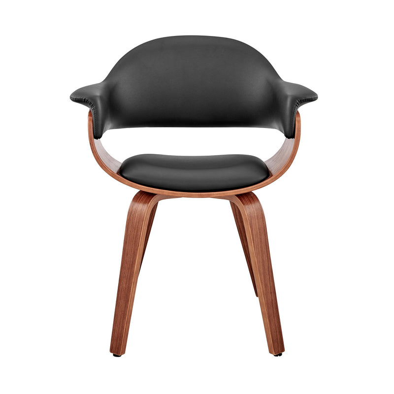 Adalyn Black Faux Leather and Walnut Wood Dining Room Accent Chair - Furniture City (CA)l