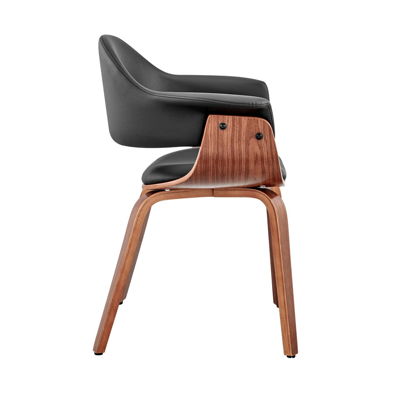 Adalyn Black Faux Leather and Walnut Wood Dining Room Accent Chair - Furniture City (CA)l