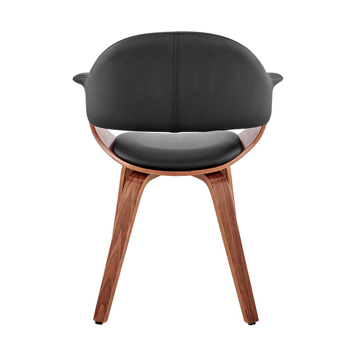 Adalyn Black Faux Leather and Walnut Wood Dining Room Accent Chair