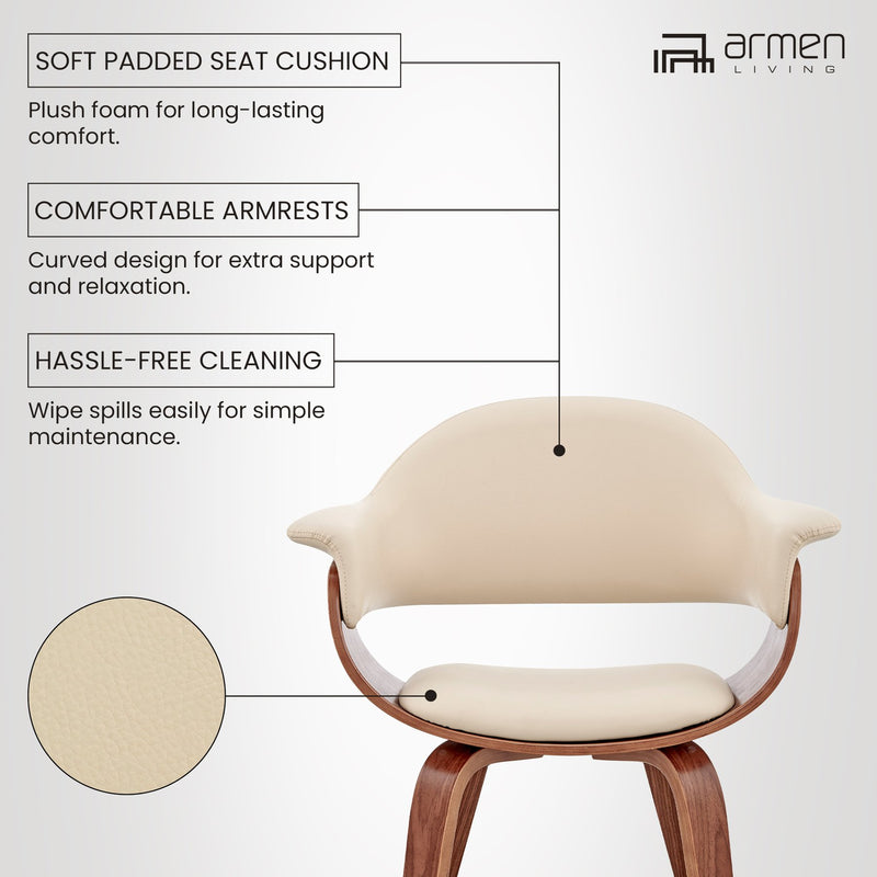 Adalyn Cream Faux Leather and Walnut Wood Dining Room Accent Chair - Furniture City (CA)l