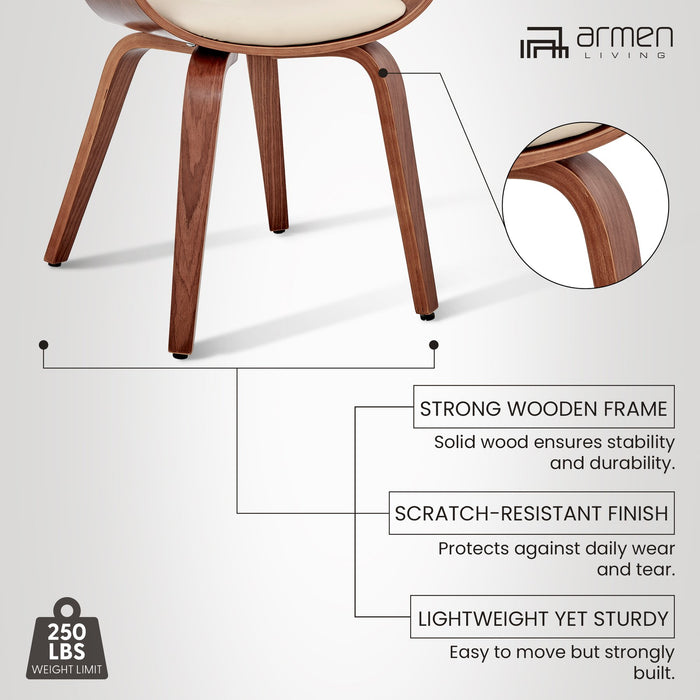 Adalyn Cream Faux Leather and Walnut Wood Dining Room Accent Chair