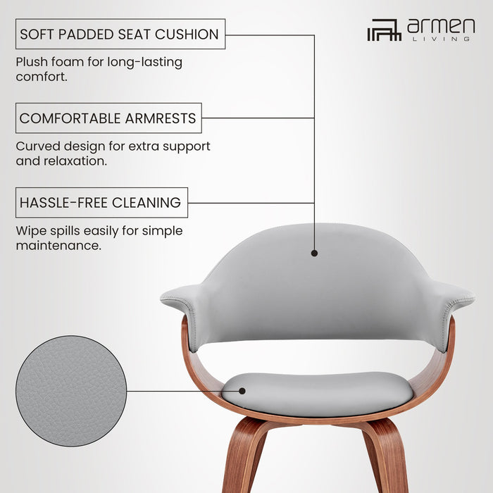 Adalyn Gray Faux Leather and Walnut Wood Dining Room Accent Chair