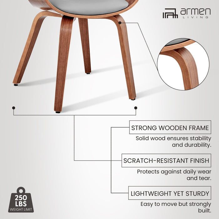 Adalyn Gray Faux Leather and Walnut Wood Dining Room Accent Chair