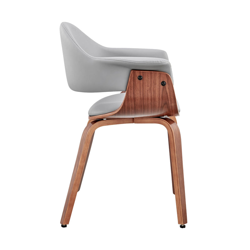 Adalyn Gray Faux Leather and Walnut Wood Dining Room Accent Chair - Furniture City (CA)l