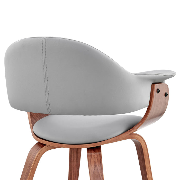 Adalyn Gray Faux Leather and Walnut Wood Dining Room Accent Chair