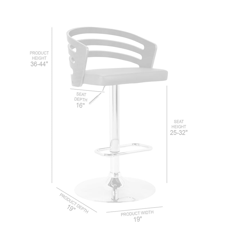 Adele Adjustable Height Swivel Cream Faux Leather and Walnut Wood Bar Stool with Chrome Base - Furniture City (CA)l