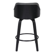Alec 26" Counter Height Swivel Gray Faux Leather and Black Wood Bar Stool - Furniture City (CA)l