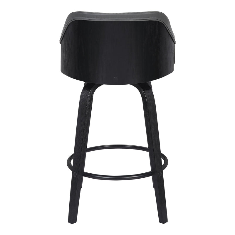 Alec 26" Counter Height Swivel Gray Faux Leather and Black Wood Bar Stool - Furniture City (CA)l