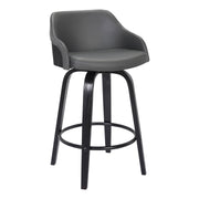 Alec 30" Bar Height Swivel Gray Faux Leather and Black Wood Bar Stool - Furniture City (CA)l