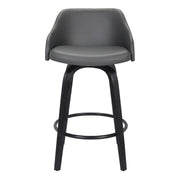 Alec 30" Bar Height Swivel Gray Faux Leather and Black Wood Bar Stool - Furniture City (CA)l