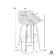 Alec 30" Bar Height Swivel Gray Faux Leather and Black Wood Bar Stool - Furniture City (CA)l