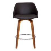Alec 26" Counter Height Swivel Brown Faux Leather and Walnut Wood Bar Stool - Furniture City (CA)l