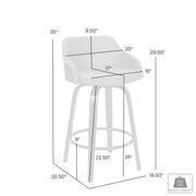 Alec 26" Counter Height Swivel Brown Faux Leather and Walnut Wood Bar Stool - Furniture City (CA)l