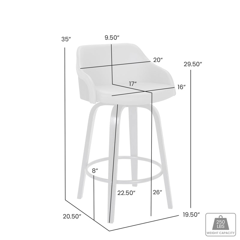 Alec 26" Counter Height Swivel Brown Faux Leather and Walnut Wood Bar Stool - Furniture City (CA)l