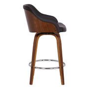Alec 30" Bar Height Swivel Brown Faux Leather and Walnut Wood Bar Stool - Furniture City (CA)l