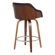 Alec 30" Bar Height Swivel Brown Faux Leather and Walnut Wood Bar Stool - Furniture City (CA)l