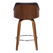 Alec 30" Bar Height Swivel Brown Faux Leather and Walnut Wood Bar Stool - Furniture City (CA)l