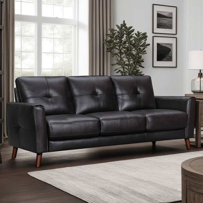 Almafi 82" Brown Leather Sofa